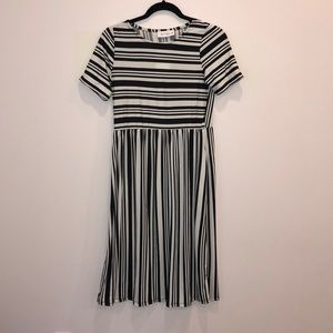 Black & White Striped Midi Dress